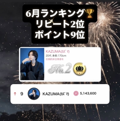 KAZUMA(ｶｽﾞﾏ) 6月の御礼