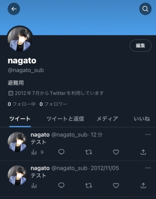 NAGATO(ﾅｶﾞﾄ) 【避難用アカウント】