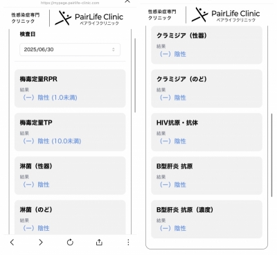 SENYA(ｾﾝﾔ) 7月の性病検査結果◎