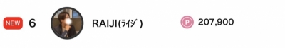 RAIJI(ﾗｲｼﾞ) ご予約に感謝、ランキングにも感謝