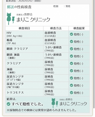 TOSHIYA(トシヤ) 性病検査陰性
