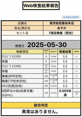 ASUKA(ｱｽｶ) ◎性病検査結果◎