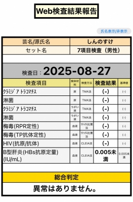 SHINNOSUKE(ｼﾝﾉｽｹ) 異常なし。