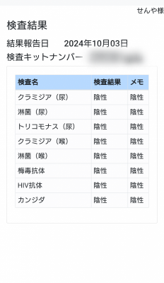 SENYA(ｾﾝﾔ) 10月の性病検査◎