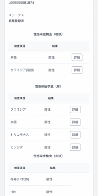 YUCHI(ﾕﾁ) 6月性病検査結果報告