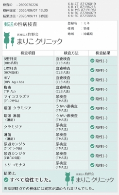 MINE(ﾐﾈ) 性病検査異常なしでした。