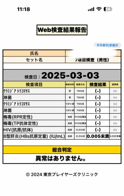 YUKIHIRO(ﾕｷﾋﾛ) 検査結果報告