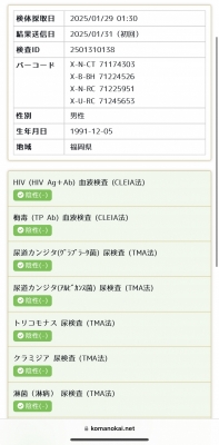 FUKAMI(ﾌｶﾐ) ２月の性病検査