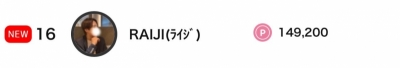 RAIJI(ﾗｲｼﾞ) ランキング掲載いただきました。❤️ありがとう❤️