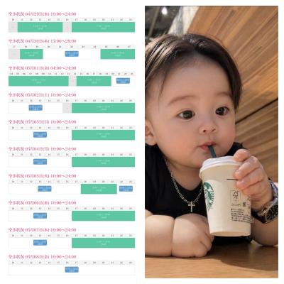 KONOSUKE(ｺｳﾉｽｹ) 5/8までのシフト