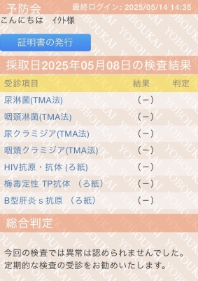 IKUTO(ｲｸﾄ) 検査結果
