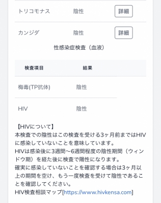 SENRI(ｾﾝﾘ) 性病検査結果 第二弾