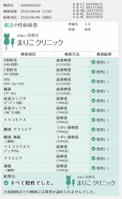 MINE(ミネ) 性病検査、陰性でした。