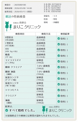 MINE(ﾐﾈ) 性病検査陰性でした