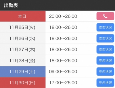 NOEL(ﾉｴﾙ) 11月ラストスパート出勤表🕺