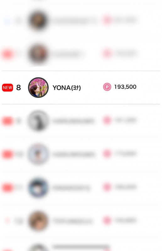 YONA(ﾖﾅ) デイリー8位でした