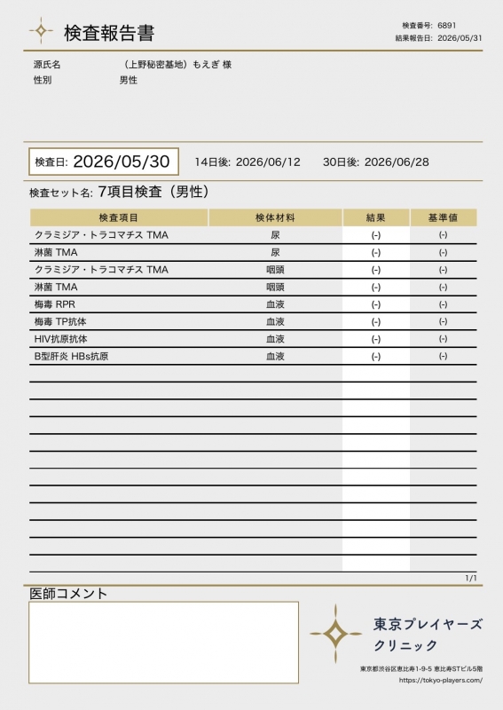 MOEGI（ﾓｴｷﾞ） 検査結果