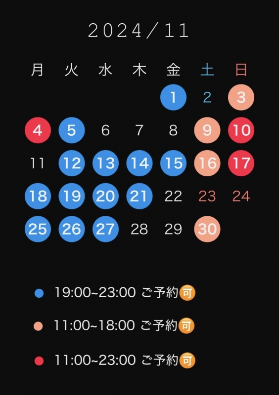 RYOSUKE(ﾘｮｳｽｹ) 11月の予定です