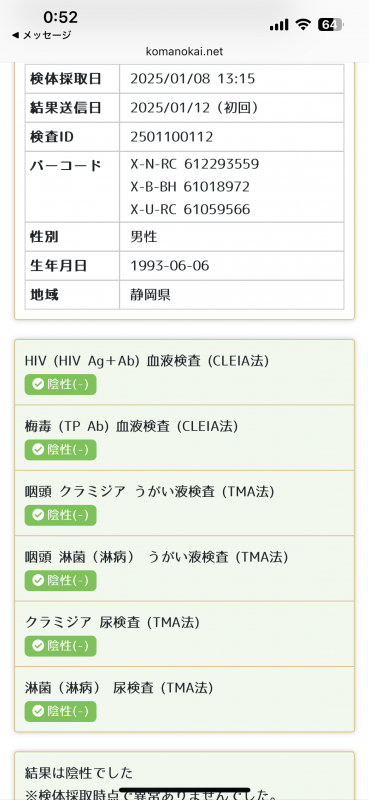 USATO(ｳｻﾄ) 検査結果は陰性でした！