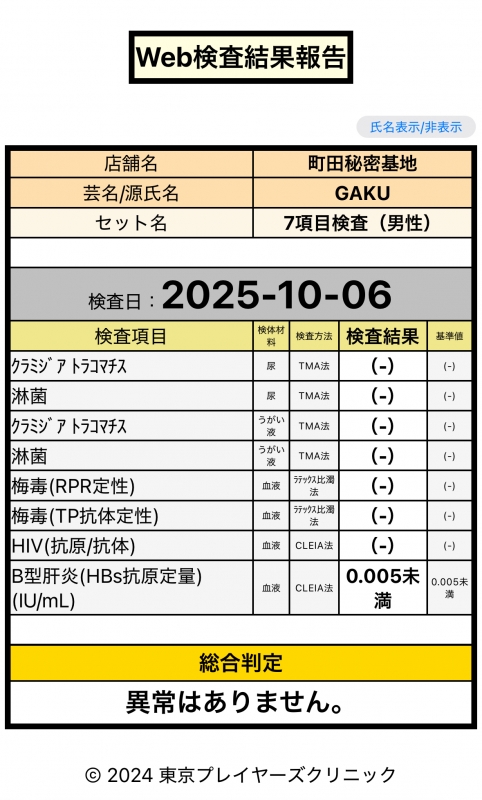 GAKU(ｶﾞｸ) 検査結果