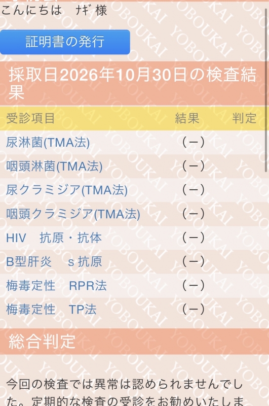 NAGI（ﾅｷﾞ） 検査結果です❗️