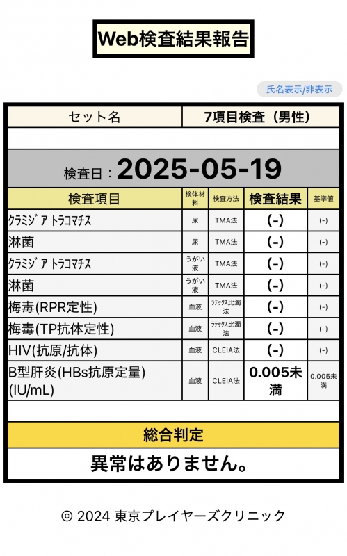 TAKU(ﾀｸ) 検査結果