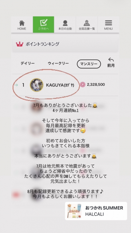 KAGUYA(ｶｸﾞﾔ) 7月もありがとうございました😭