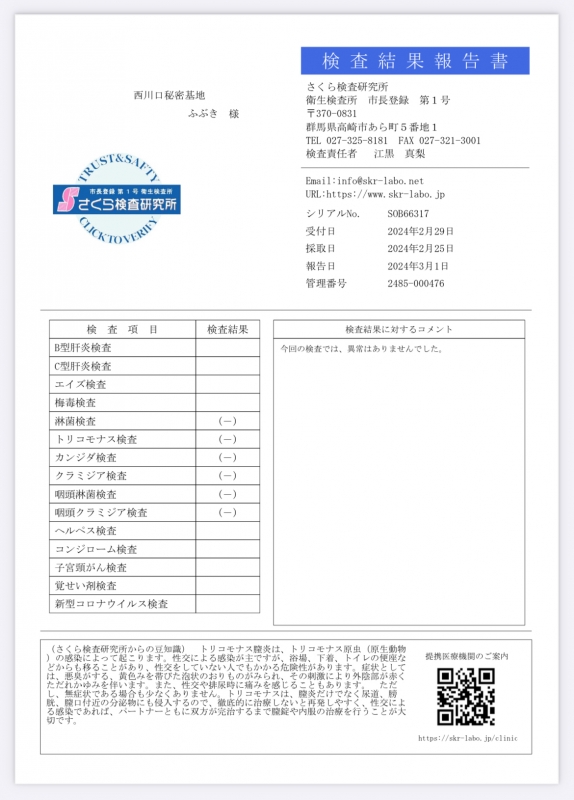 ふぶき 3月 検査結果