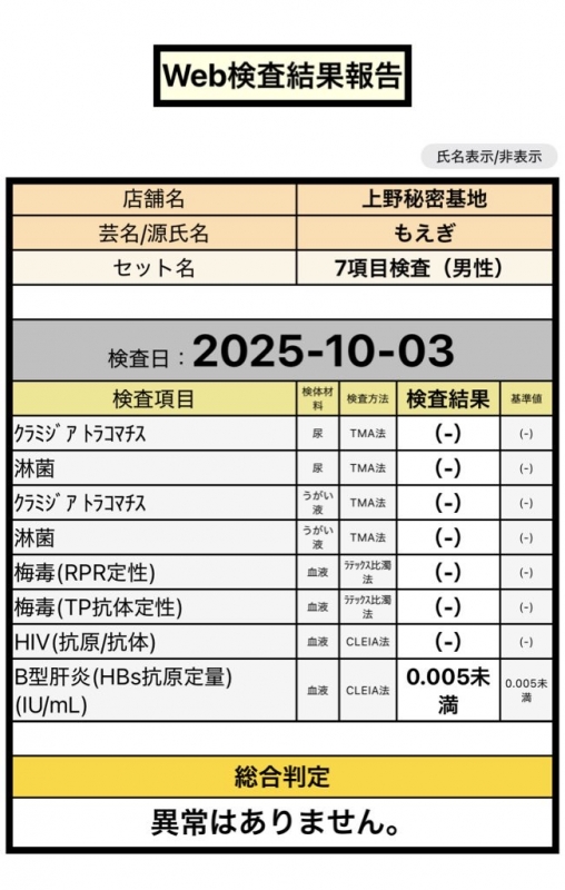 MOEGI（ﾓｴｷﾞ） 異常なしです