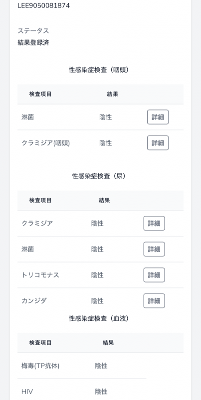 YUCHI(ﾕﾁ) 6月性病検査結果報告