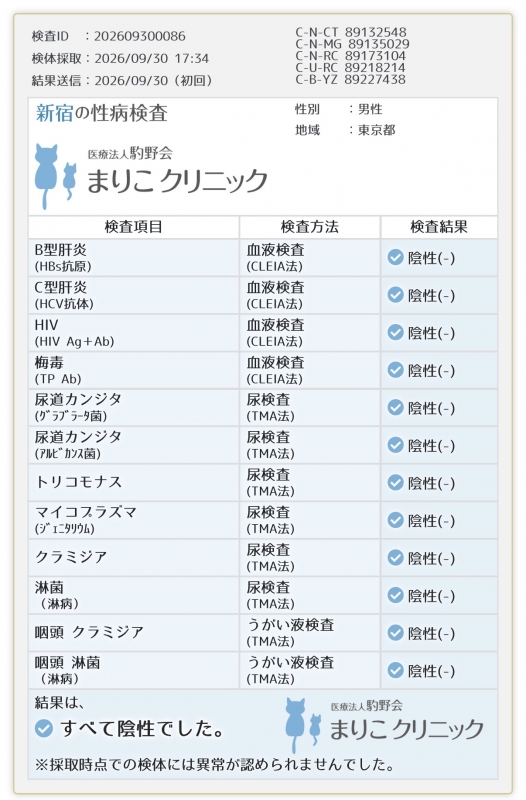 NAO(ﾅｵ) 9月度検査結果