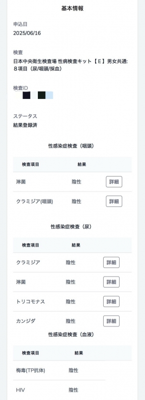 JIN(ジン) 今月の検査結果