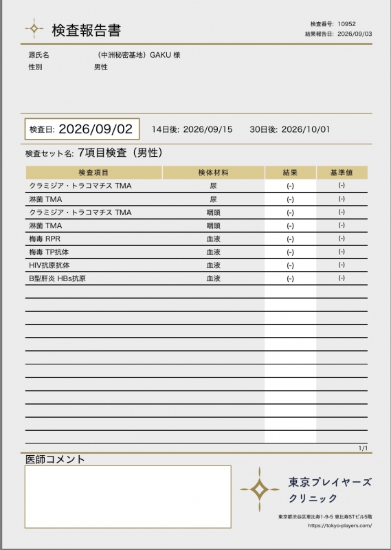 GAKU(ｶﾞｸ) 検査結果