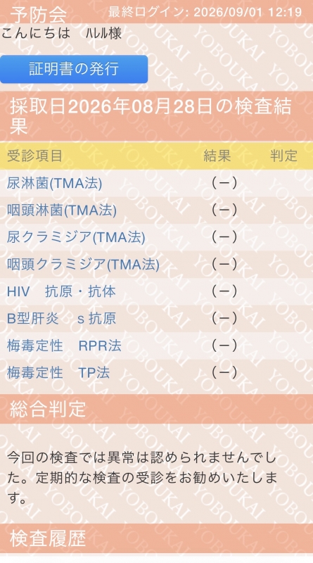 HARERU(ハレル) 検査結果になります♪