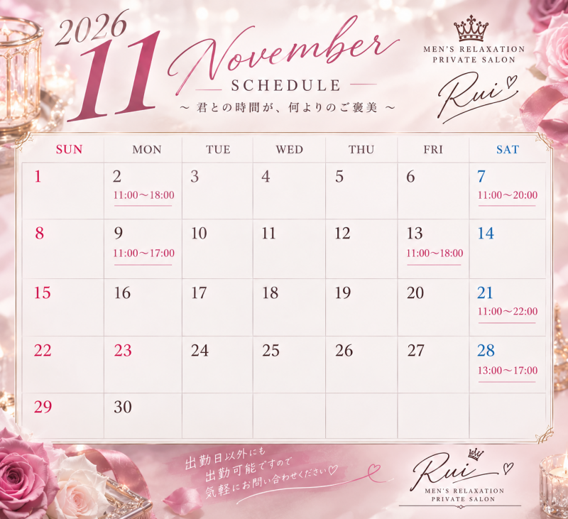 RUI(ﾙｲ) 11月の予定になります