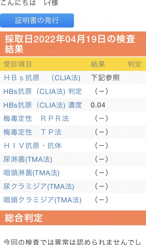 REI（ﾚｲ） 今月の検査も異常なし！