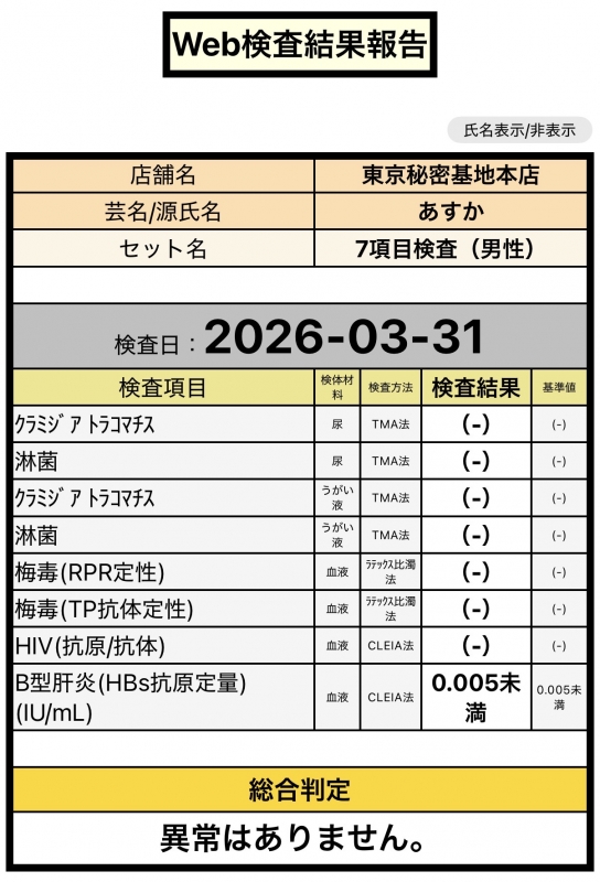 ASUKA(ｱｽｶ) 【定期検査結果】